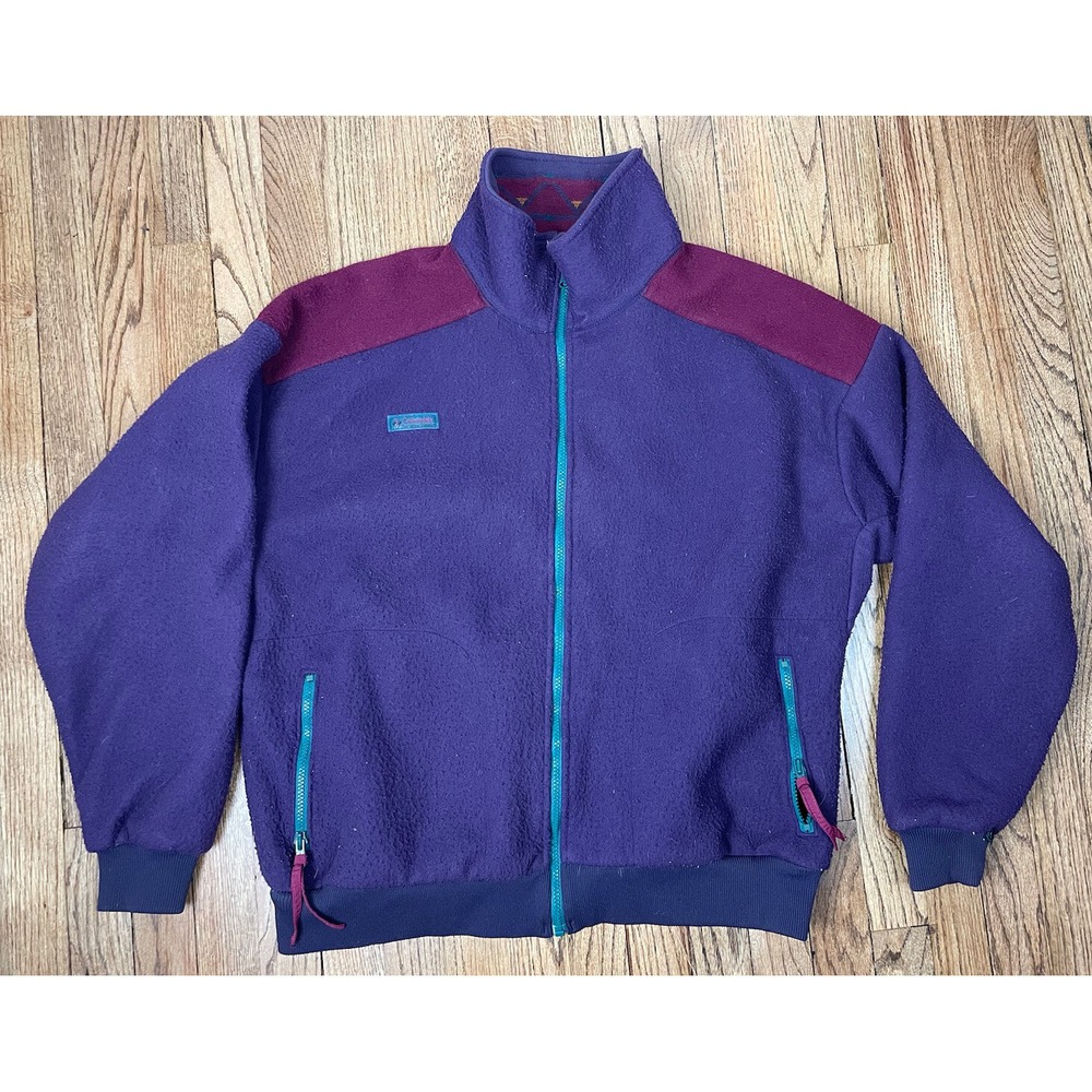 Vintage Columbia Sportswear Fleece Full Zip Jacket 90s‎ Purple Men's Sz XL
